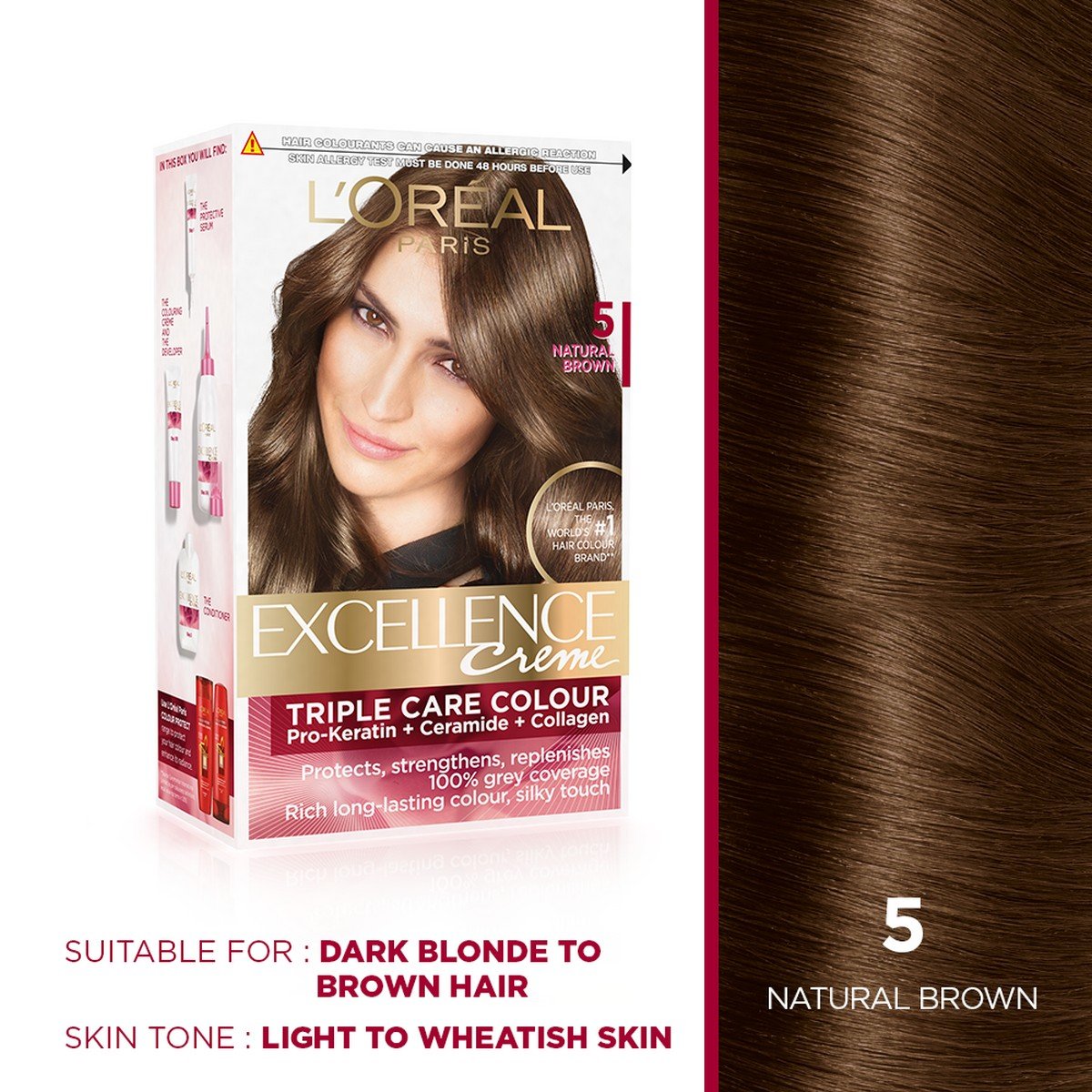 L'Oreal Paris Excellence Creme Hair Color – 5 Light Brown – My Make Upp